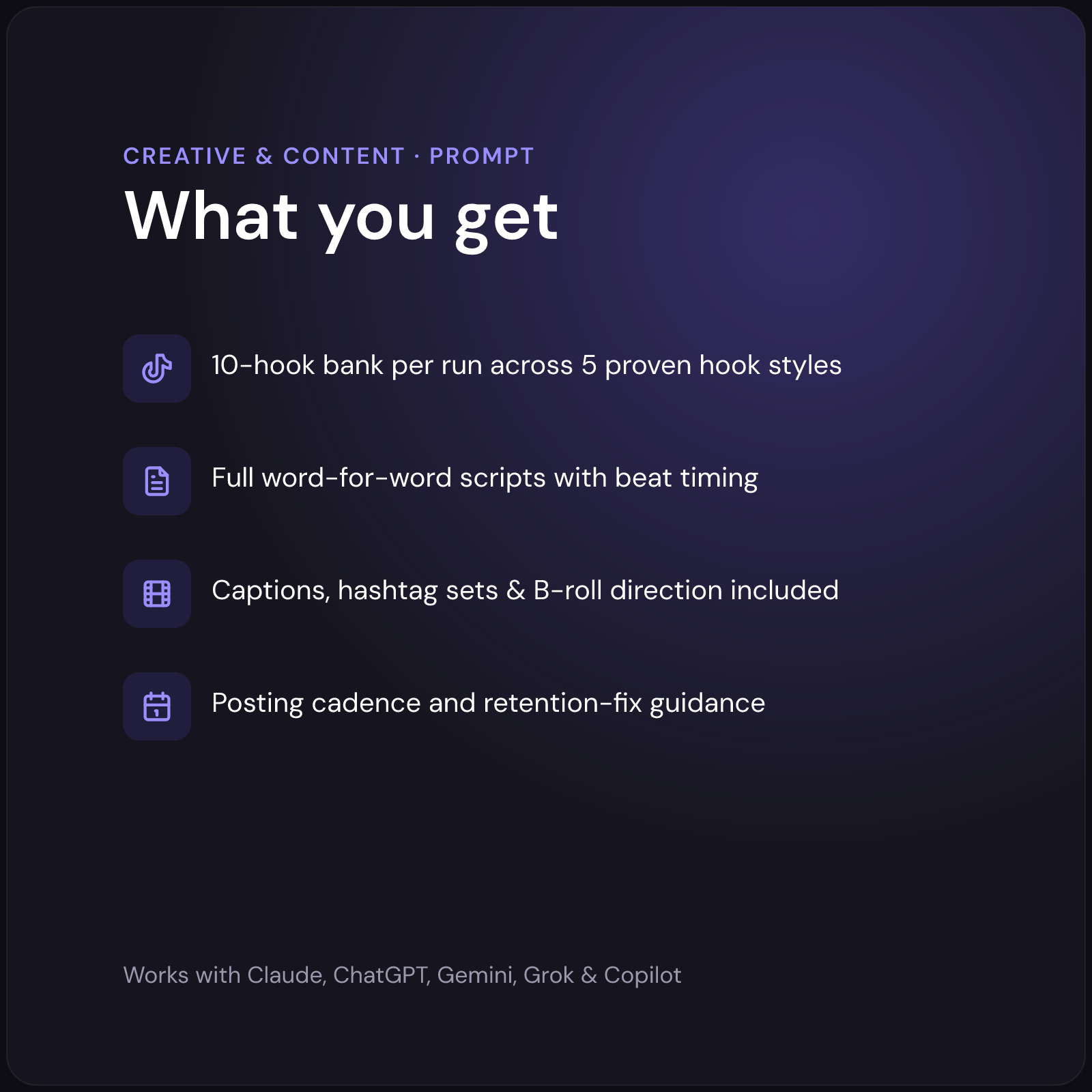 AI TikTok Hook Script Generator — what you get