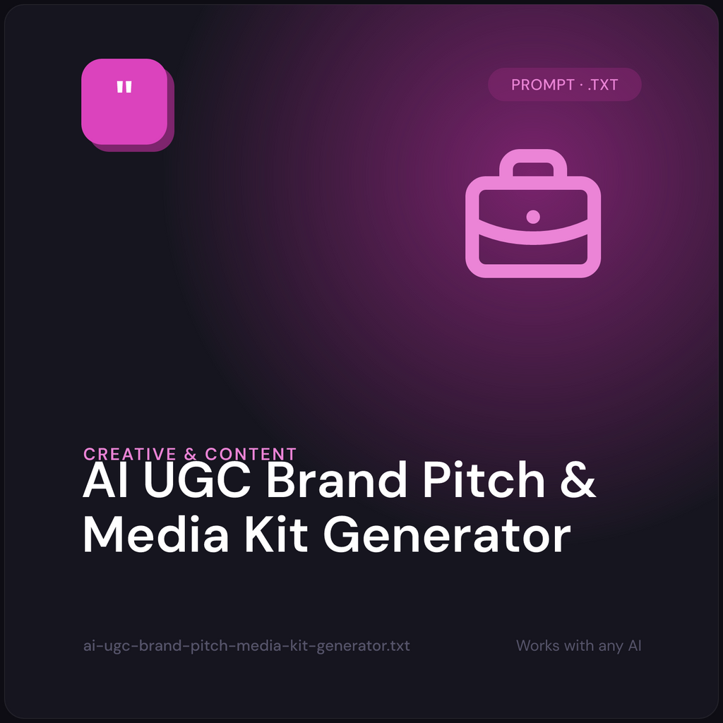 AI UGC Brand Pitch & Media Kit Generator — cover