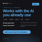 The AI VBA Tutor AI skill works with Claude, ChatGPT, Gemini and any AI chat, 30-day money-back guarantee