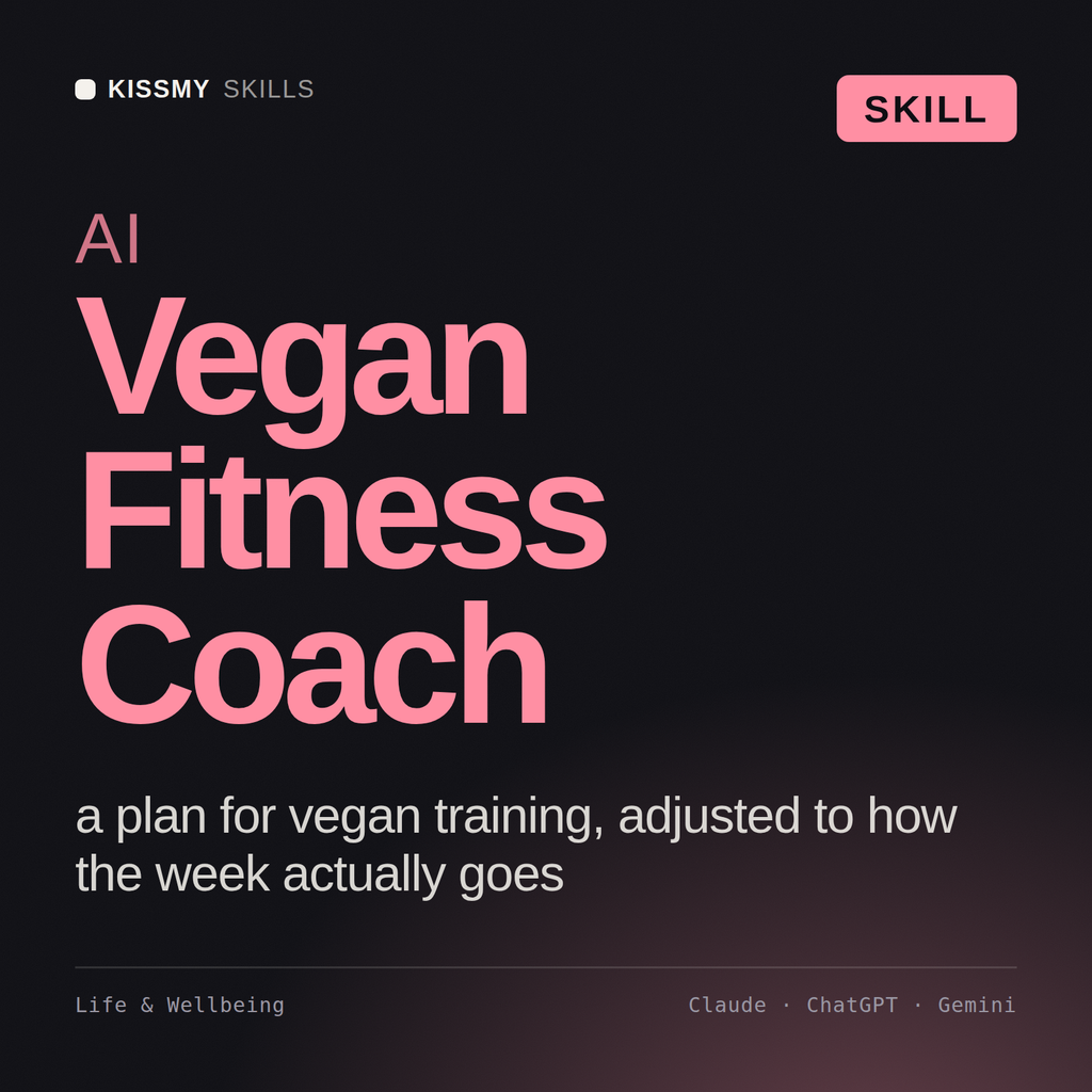 AI Vegan Fitness Coach AI skill by KissMySkills, cover