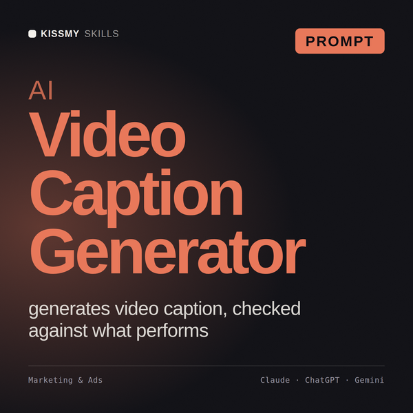 AI Video Caption Generator AI prompt by KissMySkills, cover