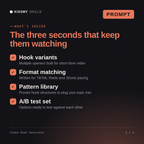 What's inside the Video Hook Generator AI prompt: Hook variants, Format matching, Pattern library, A/B test set