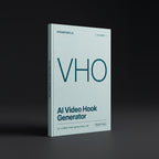 Video Hook Generator prompts for Claude by KissMySkills, pale sea-glass bookcloth cover with the monogram VHO