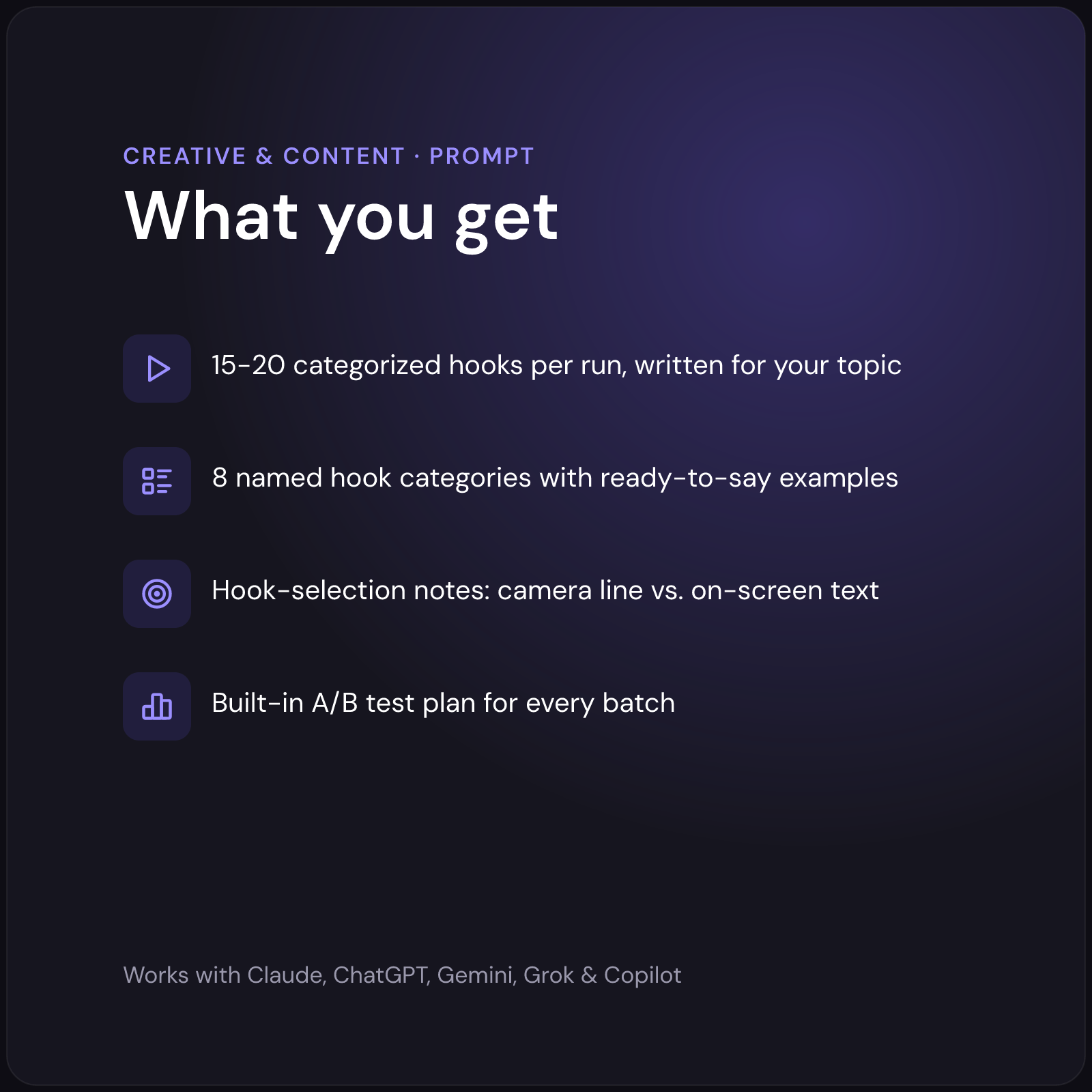AI Video Hook Generator — what you get