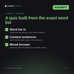 What's inside the AI Vocab Quiz Maker AI prompt: Word list in, Context sentences, Mixed formats
