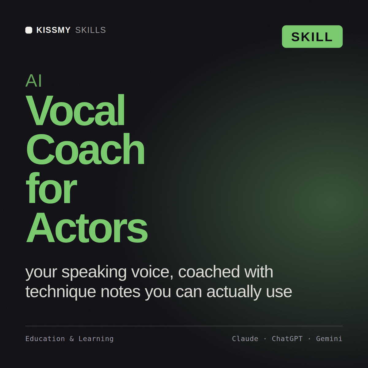 AI Vocal Coach for Actors AI skill by KissMySkills, cover