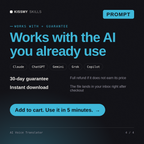 The AI Voice Translator AI prompt works with Claude, ChatGPT, Gemini and any AI chat, 30-day money-back guarantee