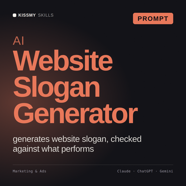AI Website Slogan Generator AI prompt by KissMySkills, cover