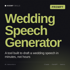 Wedding Speech Generator AI prompt by KissMySkills, cover
