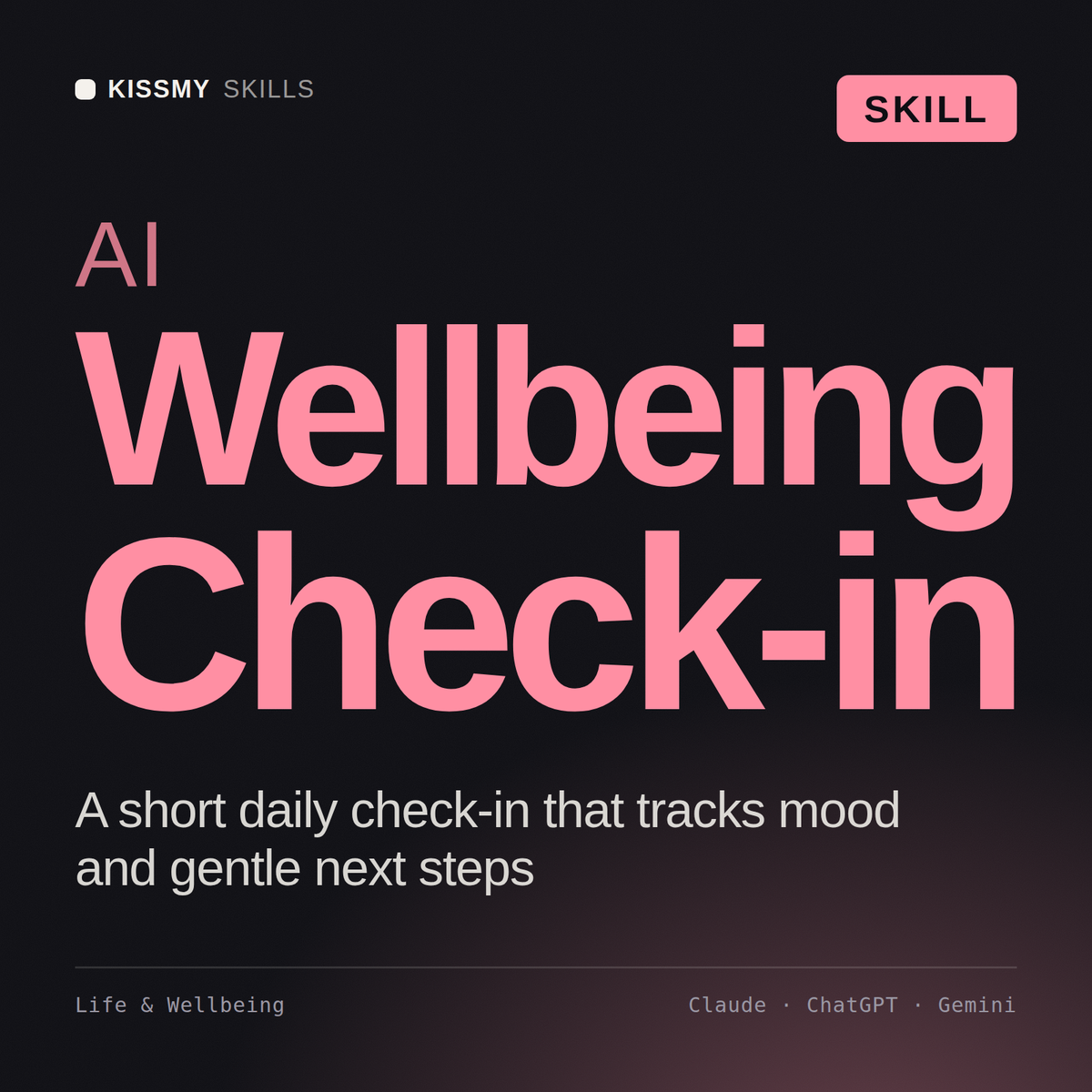 AI Wellbeing Check-in AI skill by KissMySkills, cover
