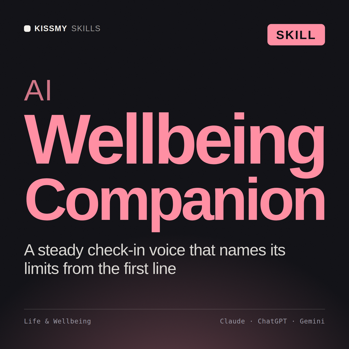 AI Wellbeing Companion AI skill by KissMySkills, cover