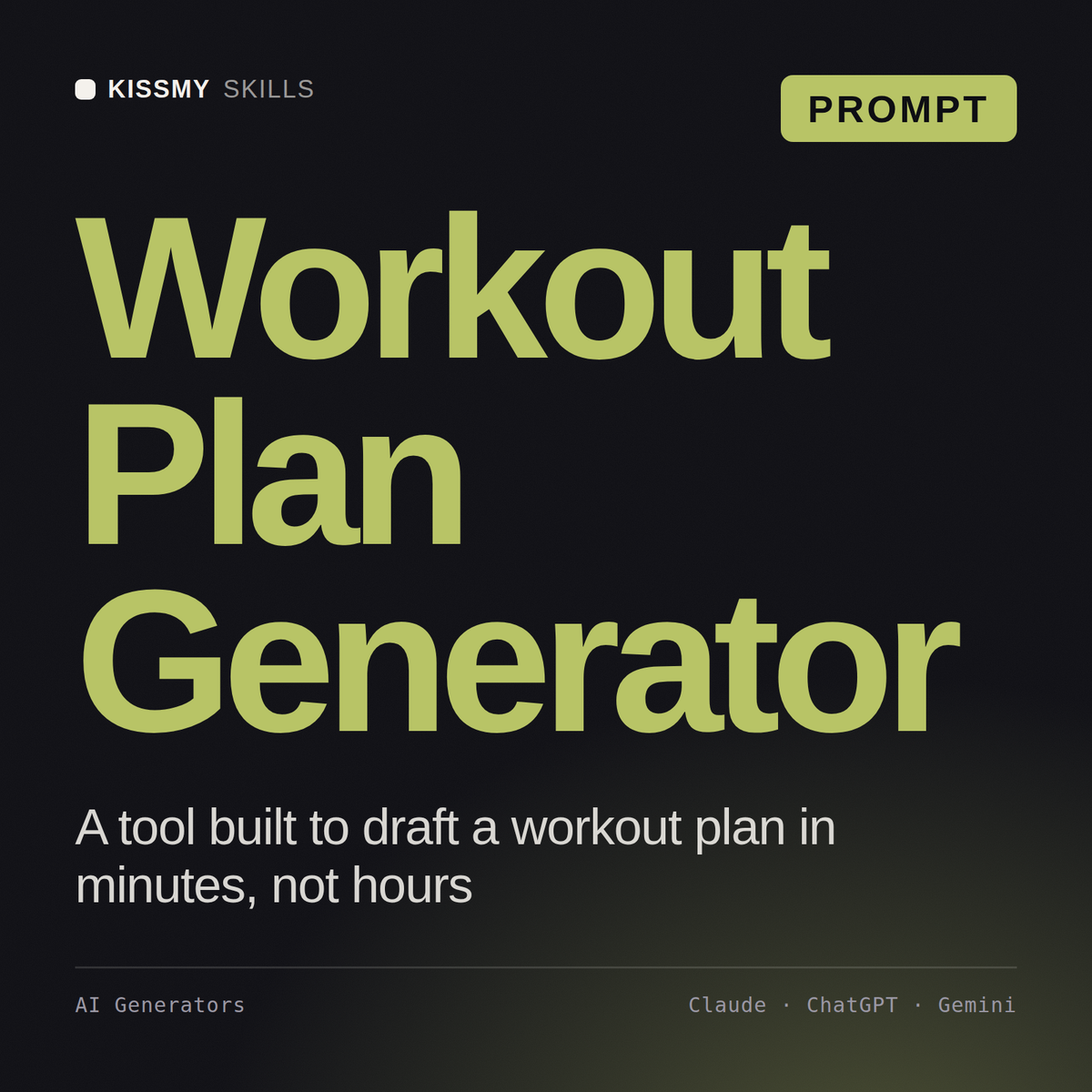 Workout Plan Generator AI prompt by KissMySkills, cover