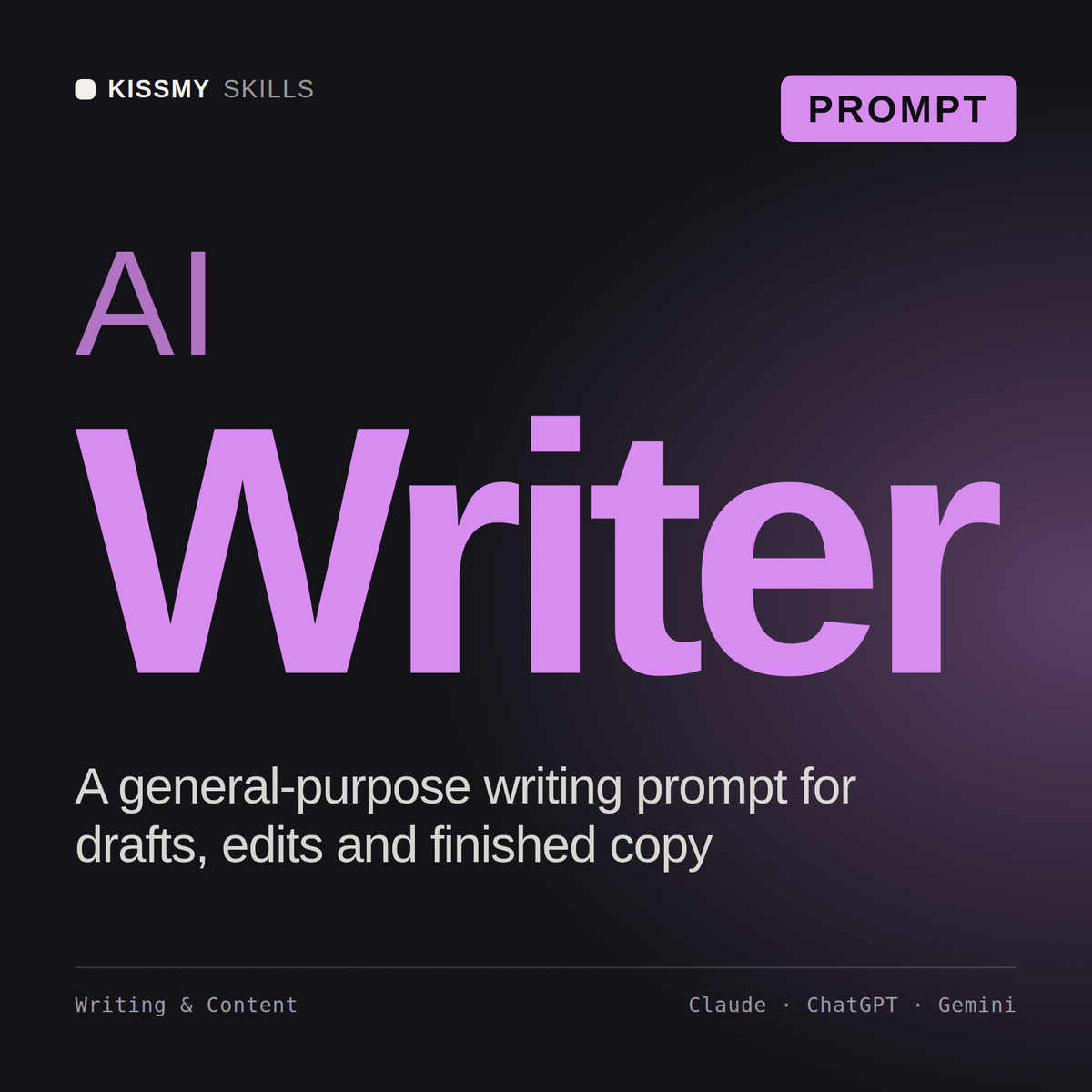 AI Writer AI prompt by KissMySkills, cover