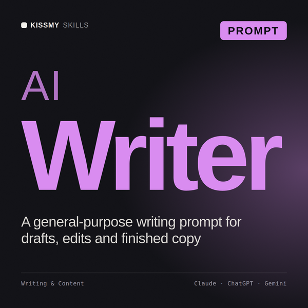 AI Writer AI prompt by KissMySkills, cover
