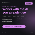 The AI Writer AI prompt works with Claude, ChatGPT, Gemini and any AI chat, 30-day money-back guarantee