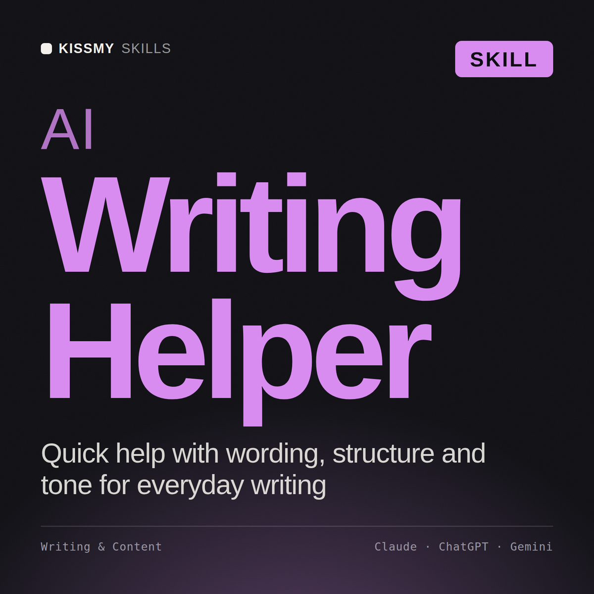 AI Writing Helper AI skill by KissMySkills, cover