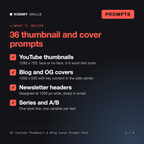 What's inside the AI YouTube Thumbnail & Blog Cover Prompt Pack: YouTube thumbnails, Blog and OG covers, Newsletter headers, Series and A/B