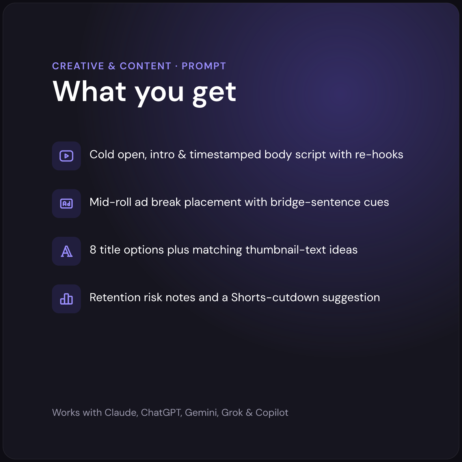 AI YouTube Video Script Writer — what you get