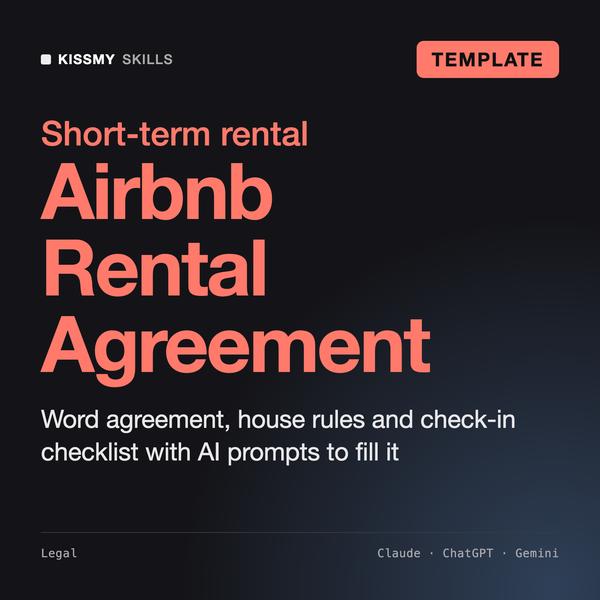 Airbnb Rental Agreement Template - Short-Term Rental Agreement and House Rules by KissMySkills, cover