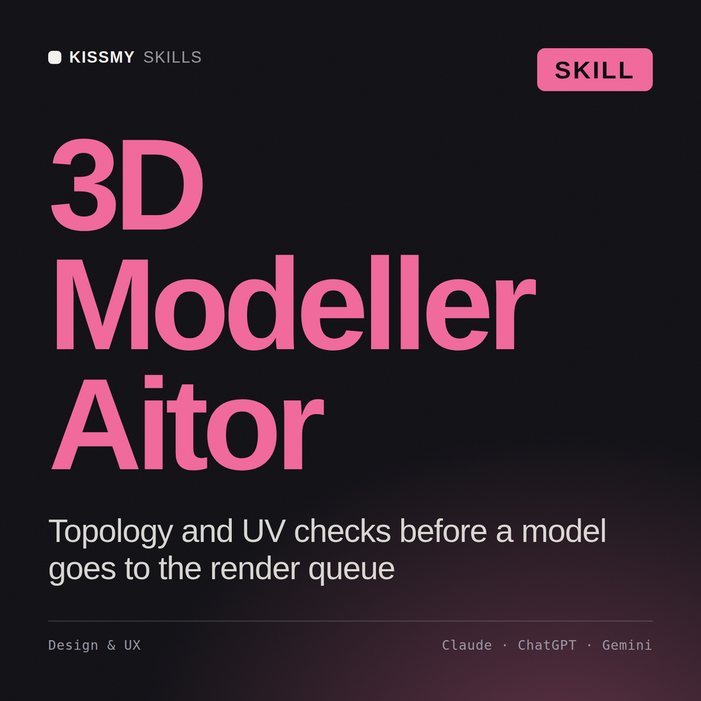 3D Modeller, Aitor AI skill by KissMySkills, cover