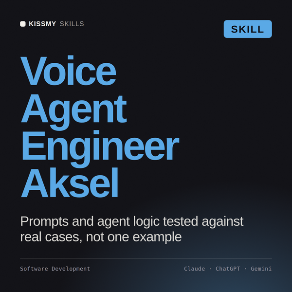 Voice Agent Engineer, Aksel AI skill by KissMySkills, cover