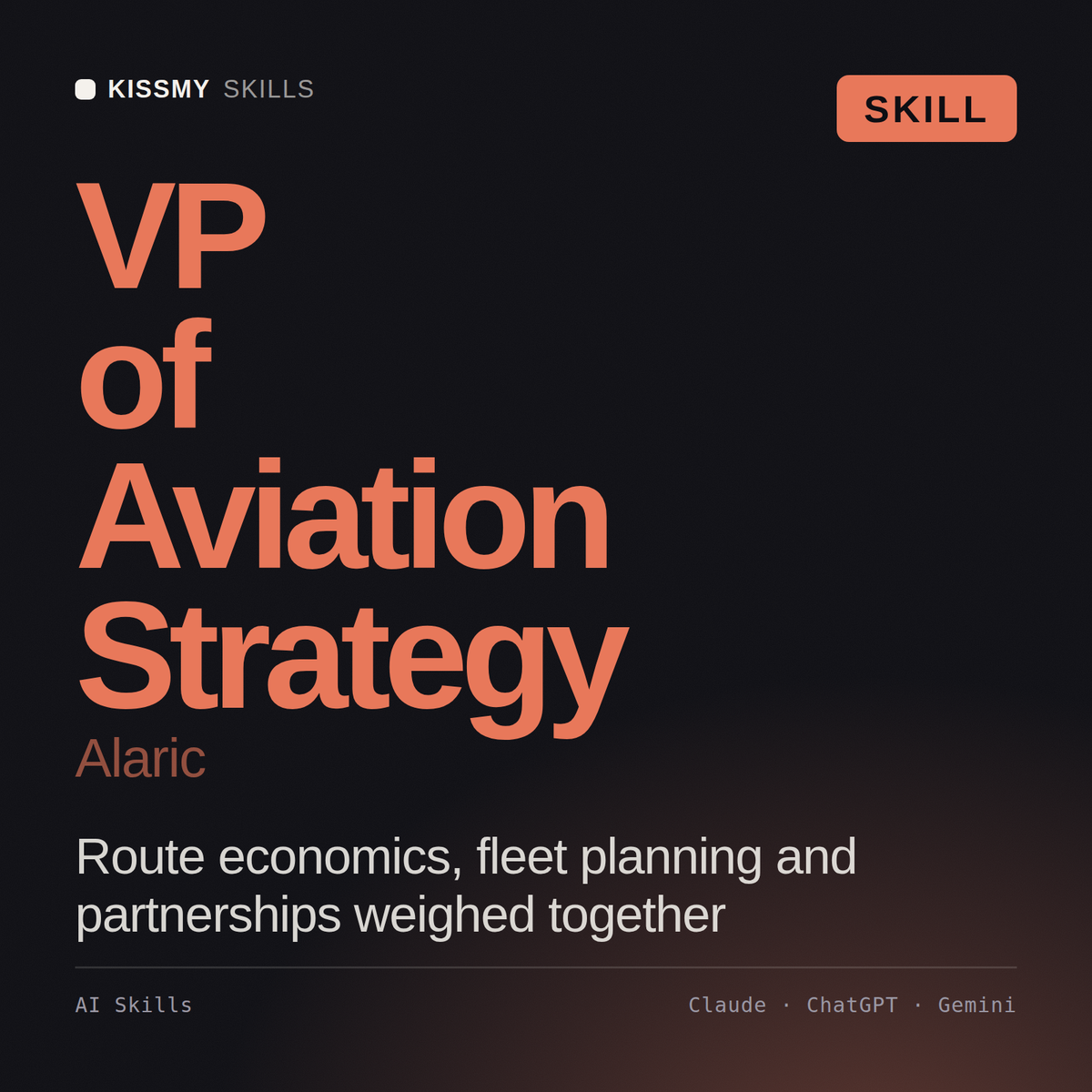 VP of Aviation Strategy, Alaric AI skill by KissMySkills, cover