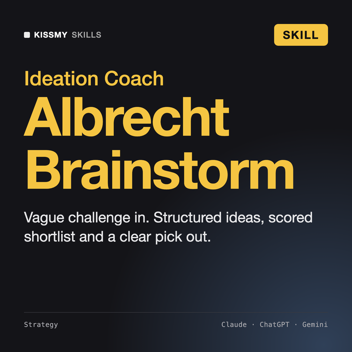 Albrecht - Brainstorming Facilitator AI skill by KissMySkills, cover