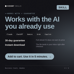 The Business Coach, Amadea AI skill works with Claude, ChatGPT, Gemini and any AI chat, 30-day money-back guarantee