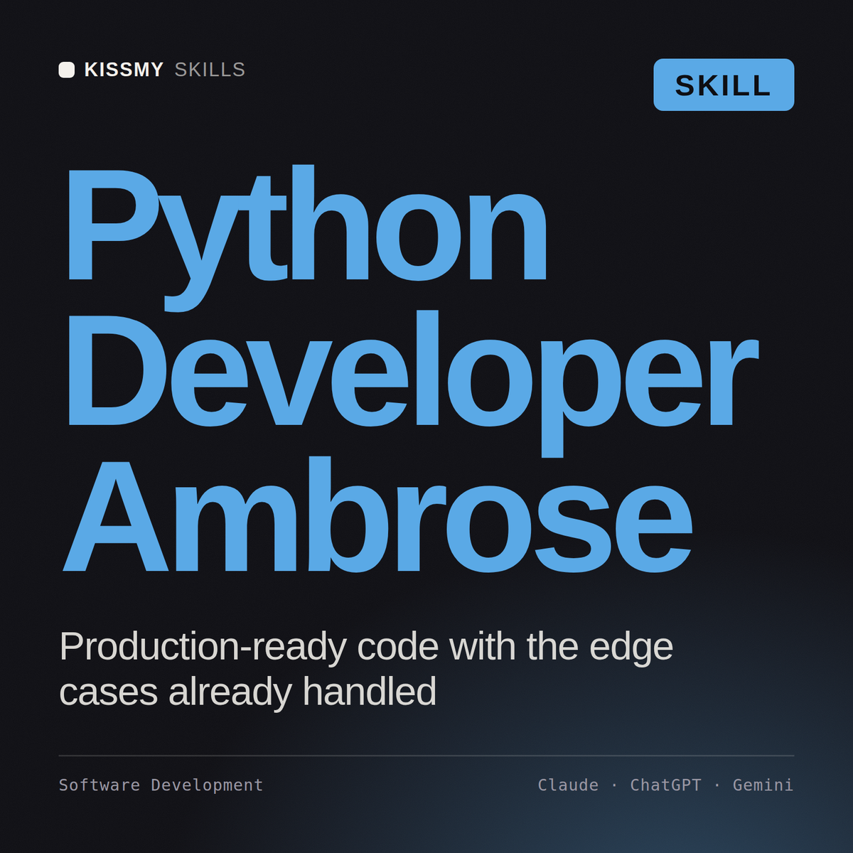 Python Developer, Ambrose AI skill by KissMySkills, cover
