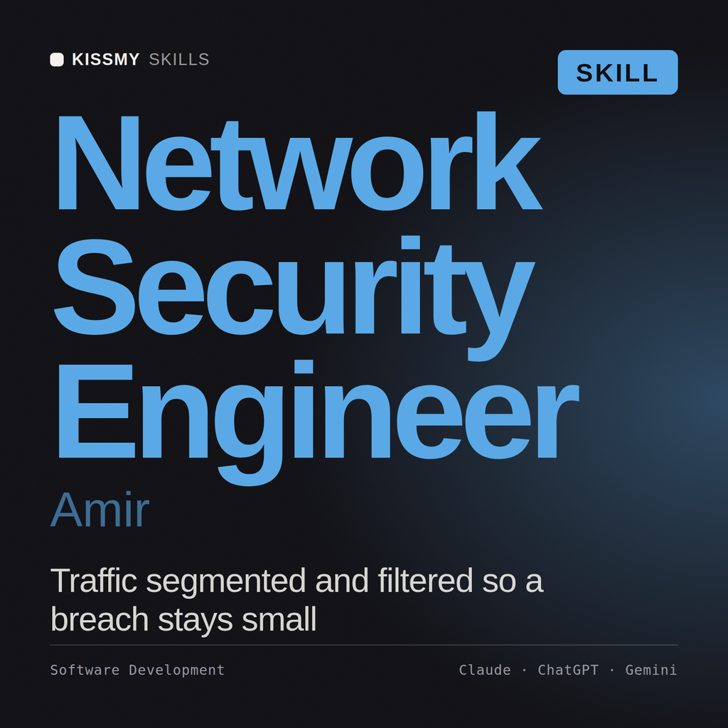 Network Security Engineer, Amir AI skill by KissMySkills, cover