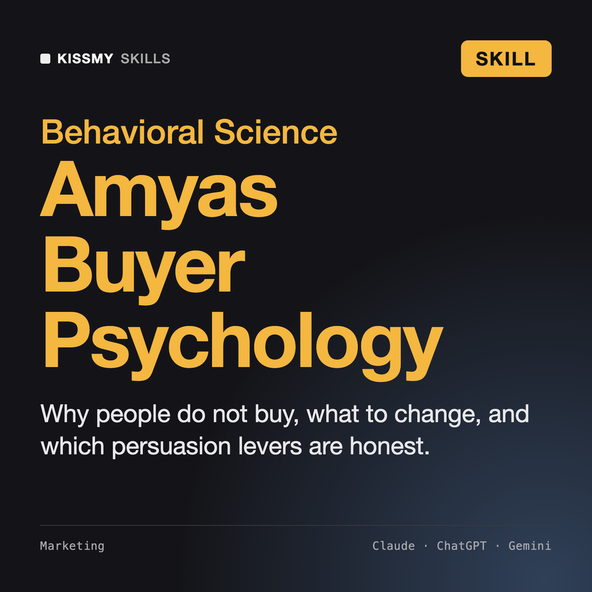 Amyas - Marketing Psychology & Persuasion Strategist AI skill by KissMySkills, cover