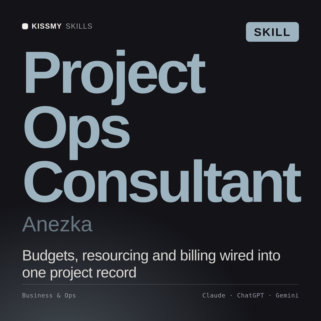 Project Ops Consultant, Anezka AI skill by KissMySkills, cover