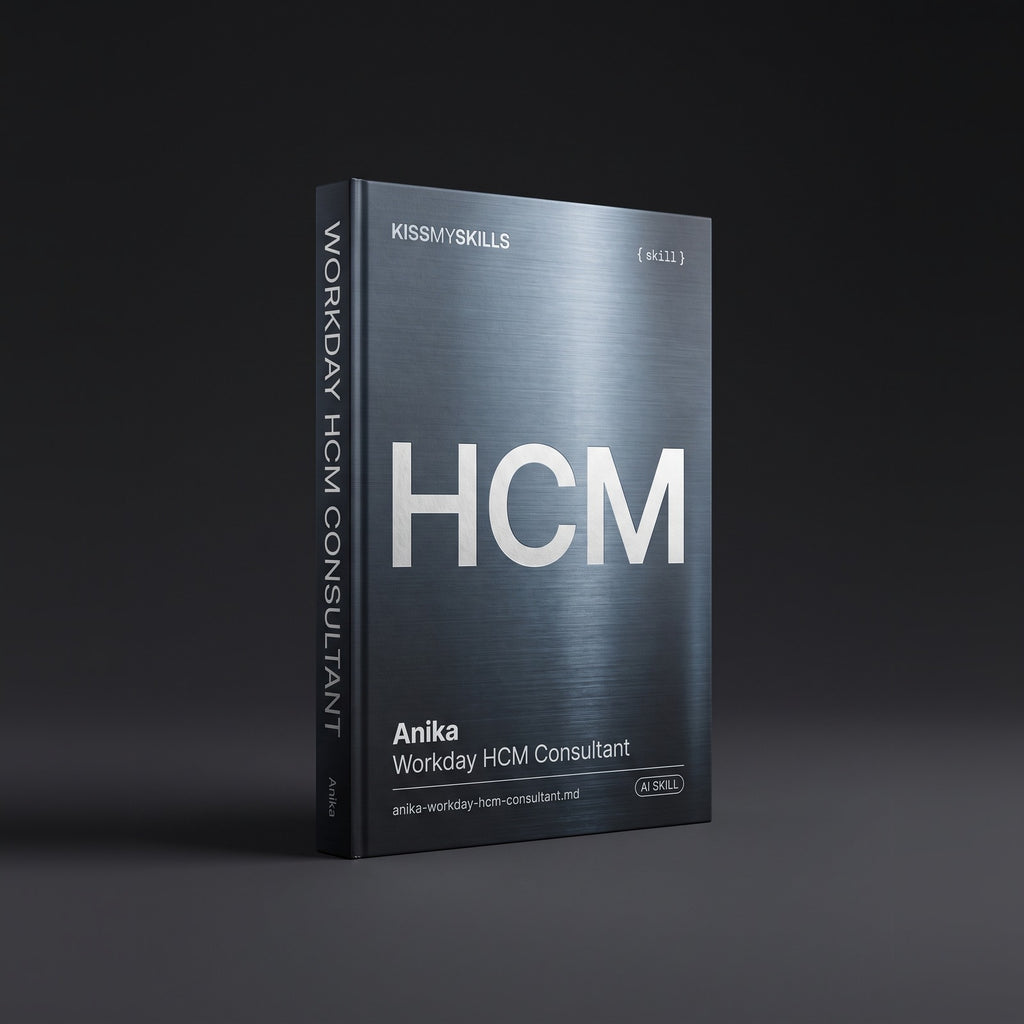 Workday HCM Consultant Claude skill by KissMySkills, hardcover volume cover