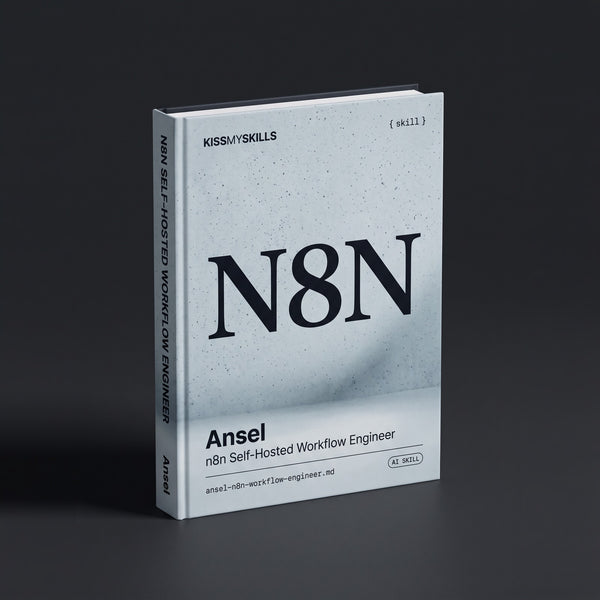Ansel - n8n Self-Hosted Workflow Engineer Claude skill by KissMySkills, hardcover volume cover