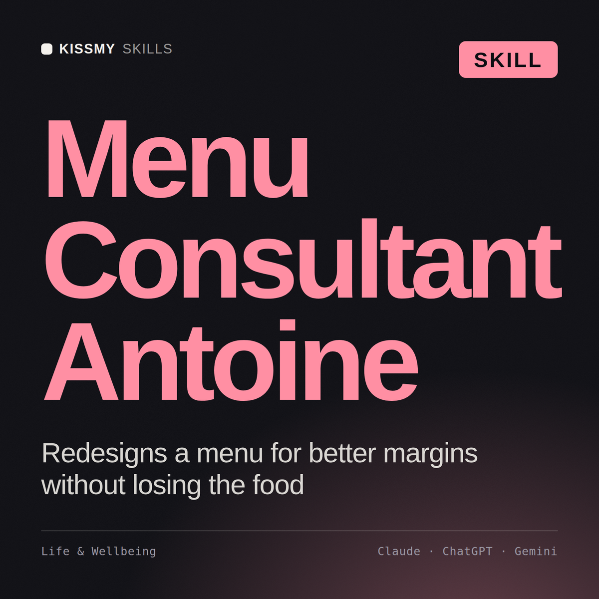 Menu Consultant, Antoine AI skill by KissMySkills, cover