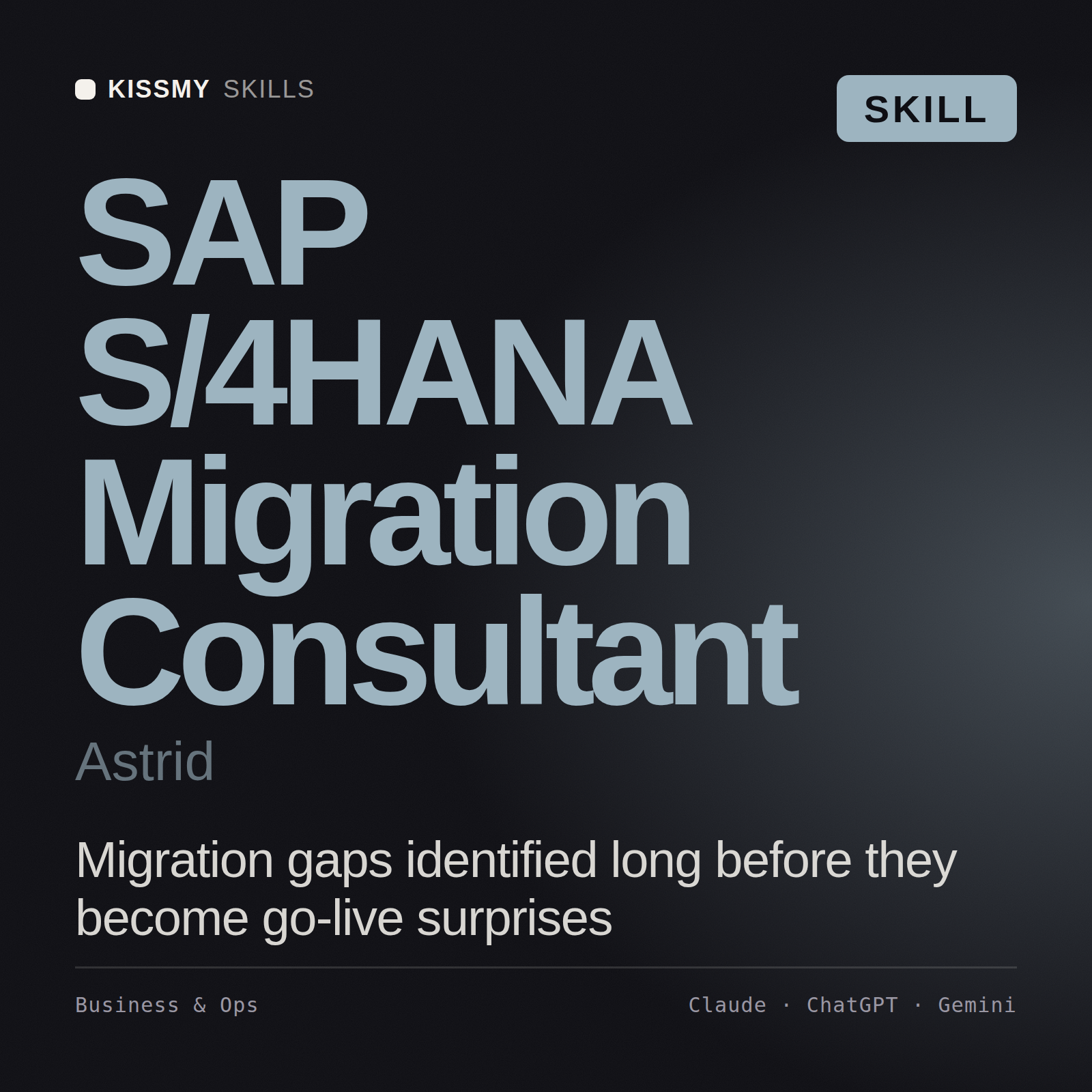 SAP S/4HANA Migration Consultant, Astrid AI skill by KissMySkills, cover