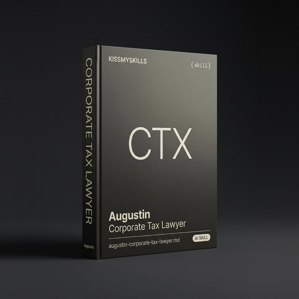 Augustin - Corporate Tax Lawyer Claude skill by KissMySkills, hardcover volume cover
