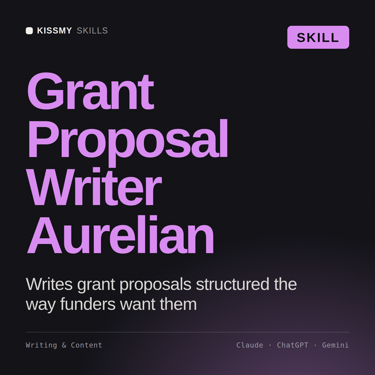 Grant Proposal Writer, Aurelian AI skill by KissMySkills, cover