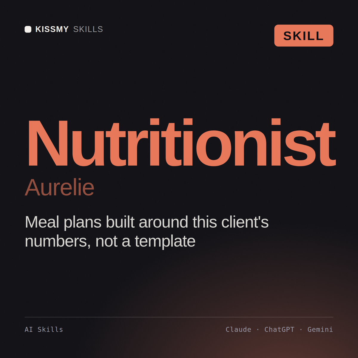 Nutritionist, Aurelie AI skill by KissMySkills, cover