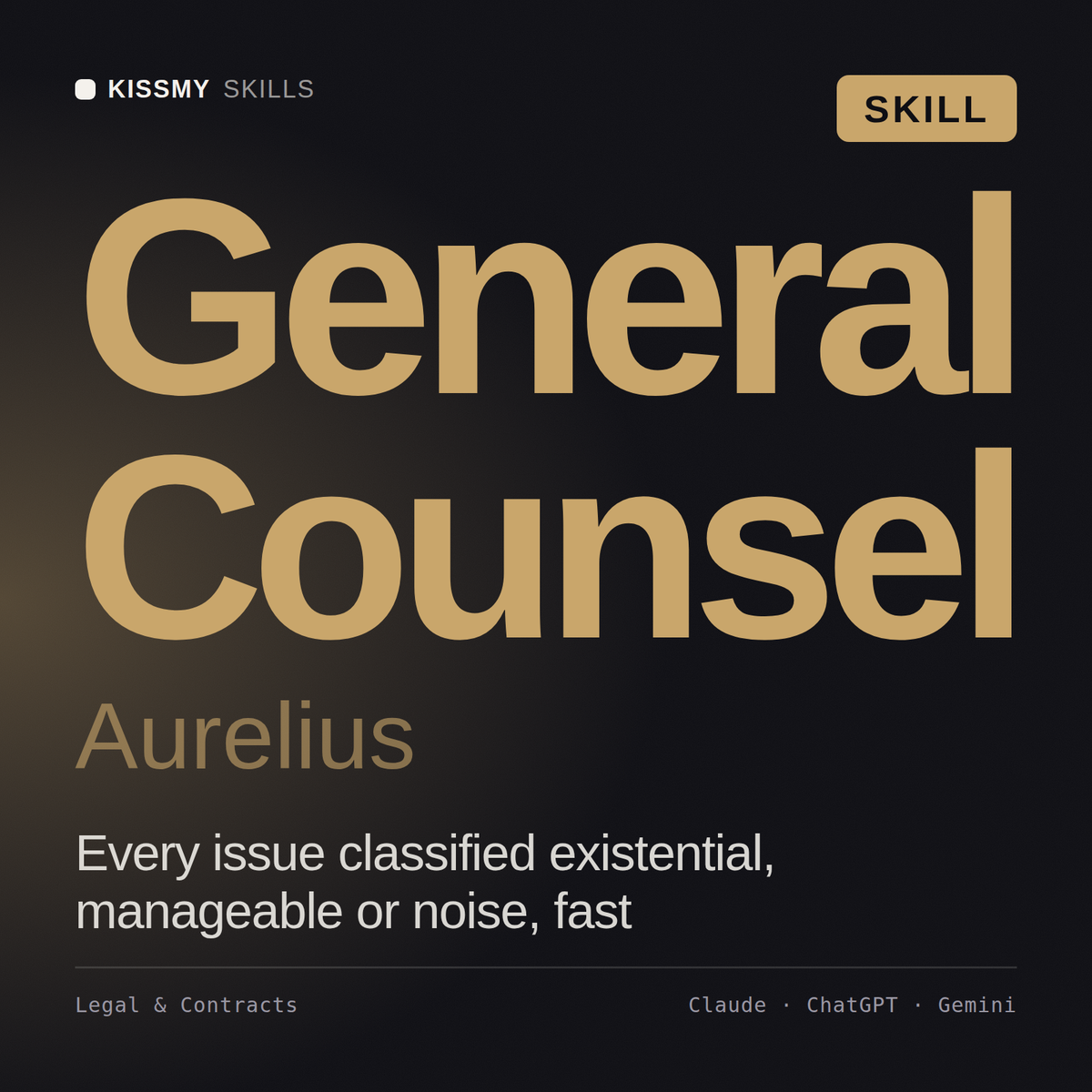 General Counsel, Aurelius AI skill by KissMySkills, cover