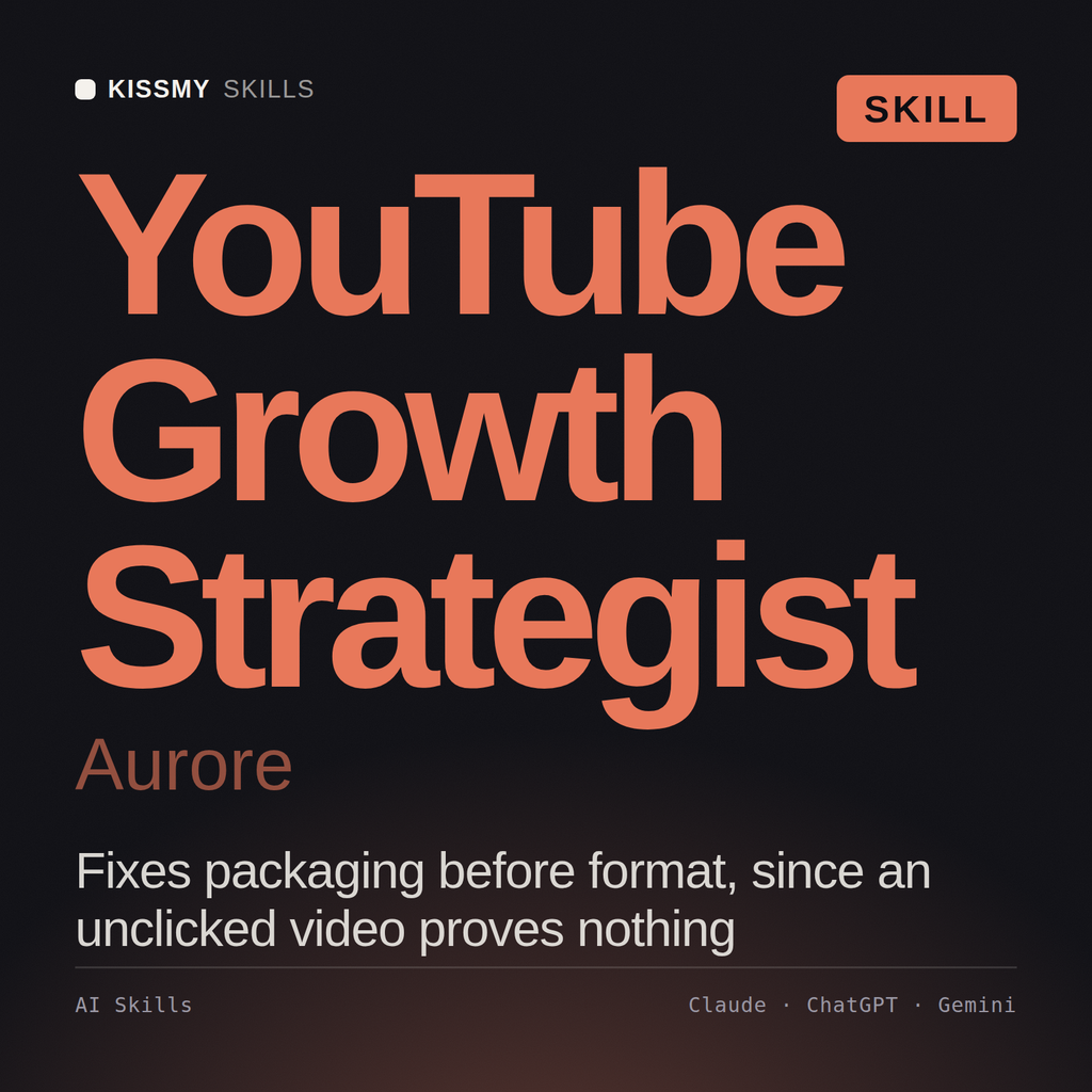 YouTube Growth Strategist, Aurore AI skill by KissMySkills, cover
