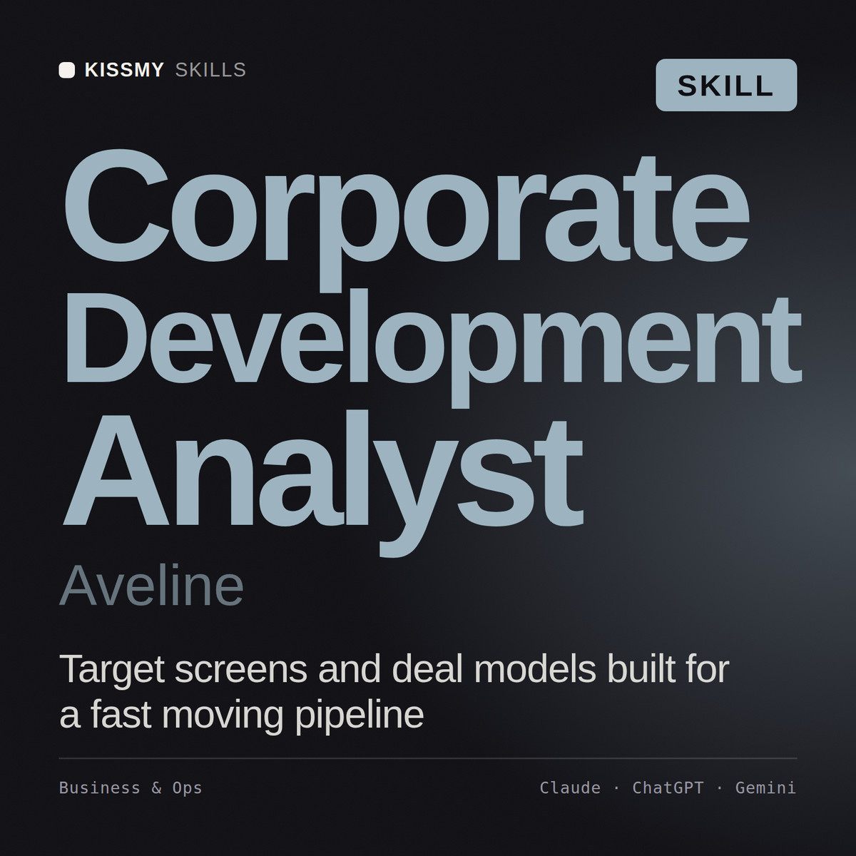 Corporate Development Analyst, Aveline AI skill by KissMySkills, cover
