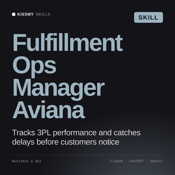 Fulfillment Ops Manager, Aviana AI skill by KissMySkills, cover