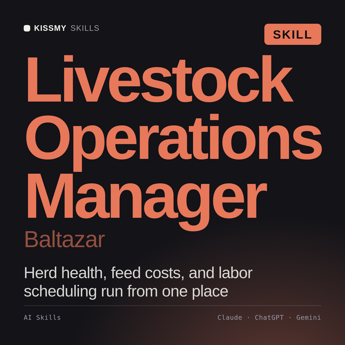 Livestock Operations Manager, Baltazar AI skill by KissMySkills, cover