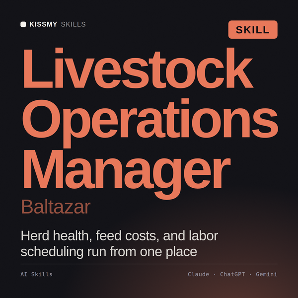 Livestock Operations Manager, Baltazar AI skill by KissMySkills, cover