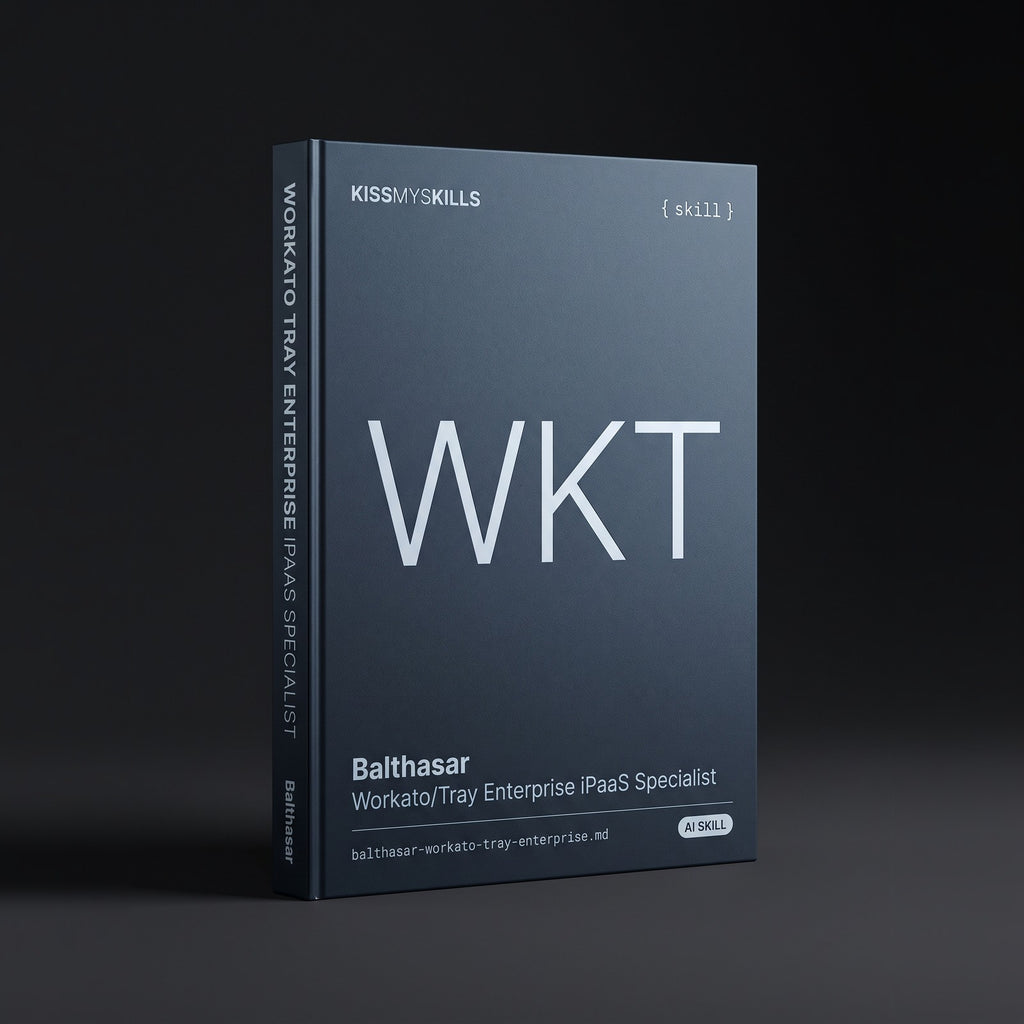 Balthasar - Workato/Tray Enterprise iPaaS Specialist Claude skill by KissMySkills, hardcover volume cover