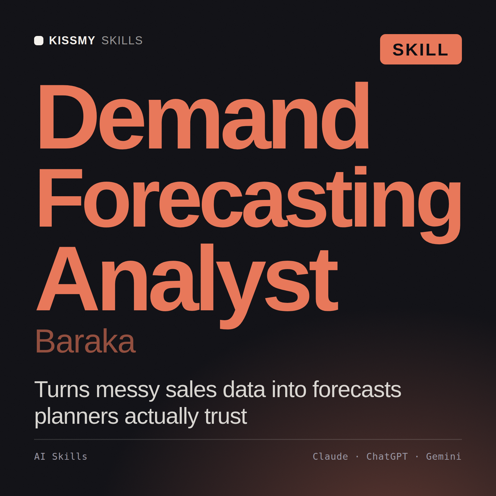 Demand Forecasting Analyst, Baraka AI skill by KissMySkills, cover