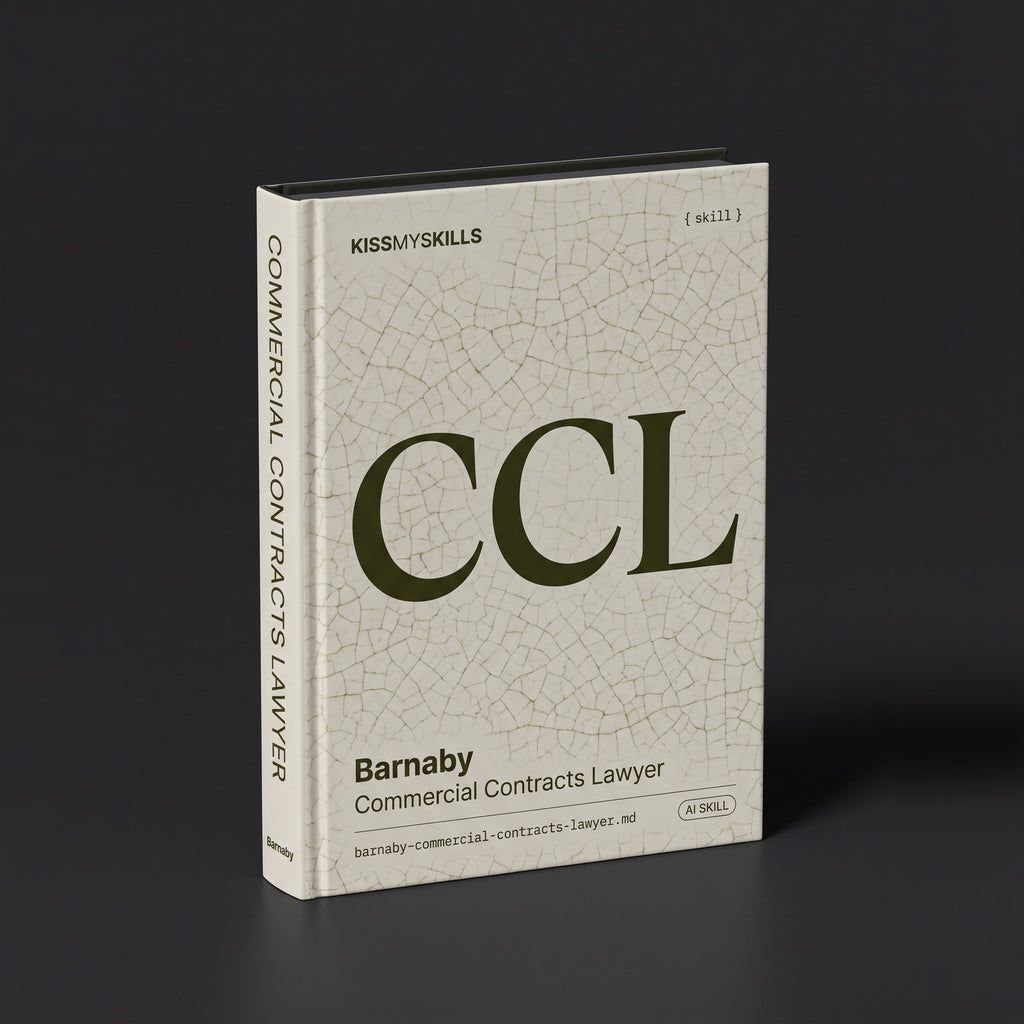 Barnaby - Commercial Contracts Lawyer Claude skill by KissMySkills, hardcover volume cover