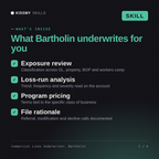 What's inside the Commercial Lines Underwriter, Bartholin AI skill: Exposure review, Loss-run analysis, Program pricing, File rationale