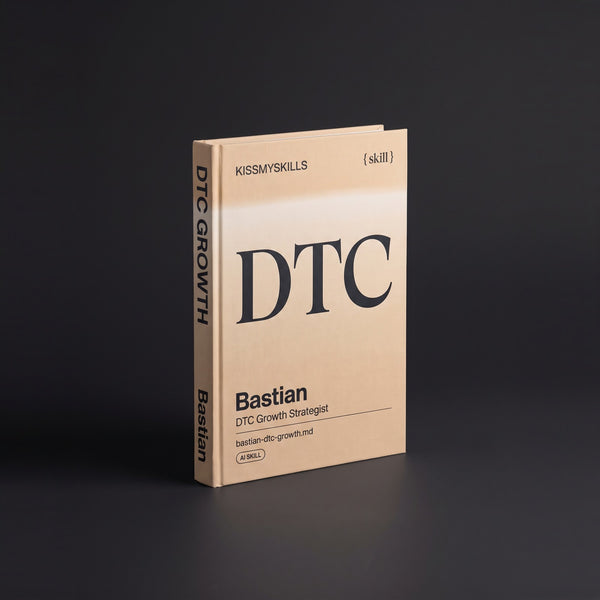 DTC Growth Strategist Claude skill by KissMySkills, hardcover volume cover